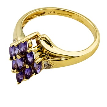9ct Gold Tanzanite/Diamond Cluster Ring size N